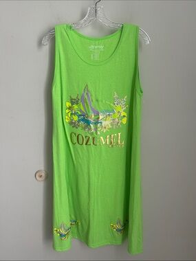 Ultramar Lime Green Cozumel Graphic Tank Dress